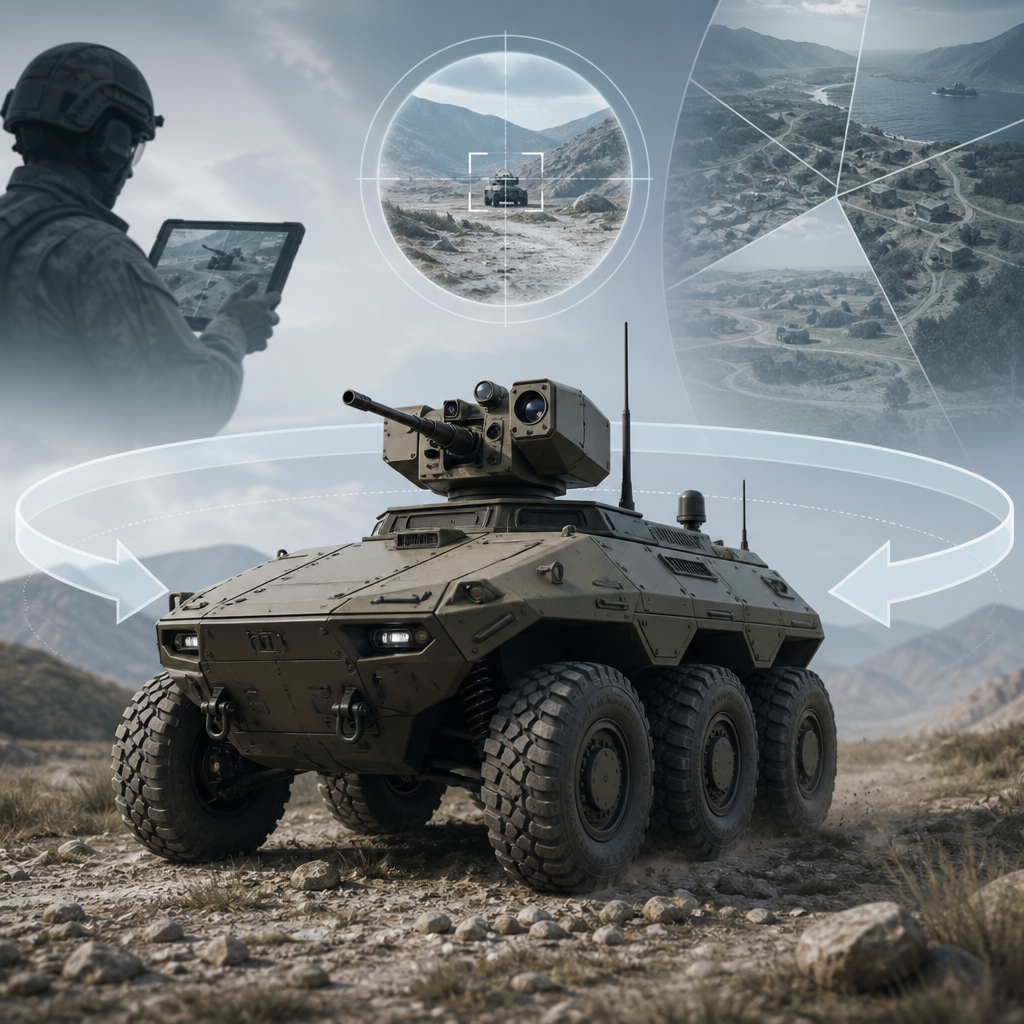 AI로 조준·360도 기동…군 UGV ‘아리온스멧’ 공개